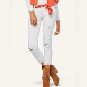 CAbi Off White Distressed Slim Boyfriend Jeans- Size 12